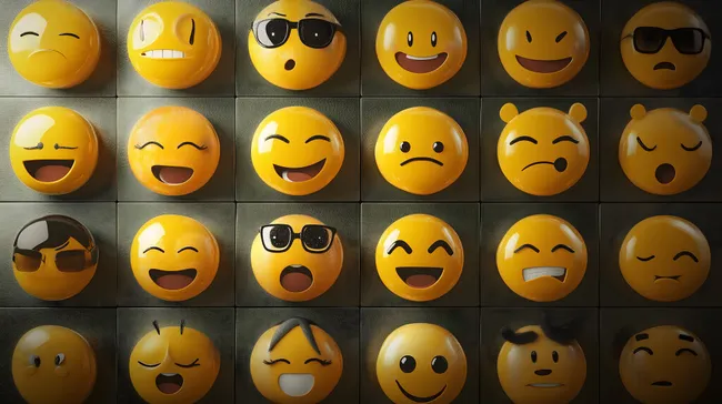 Vielfalt an fröhlichen Emoji-Gesichtern