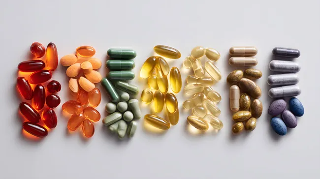 Vielfalt an Nahrungsergänzungsmitteln in Kapseln und Tabletten
