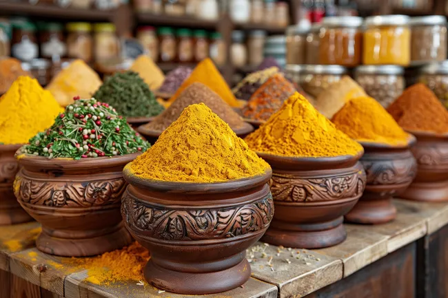 Vielfalt an orientalischen Gewürzen und Kräutern