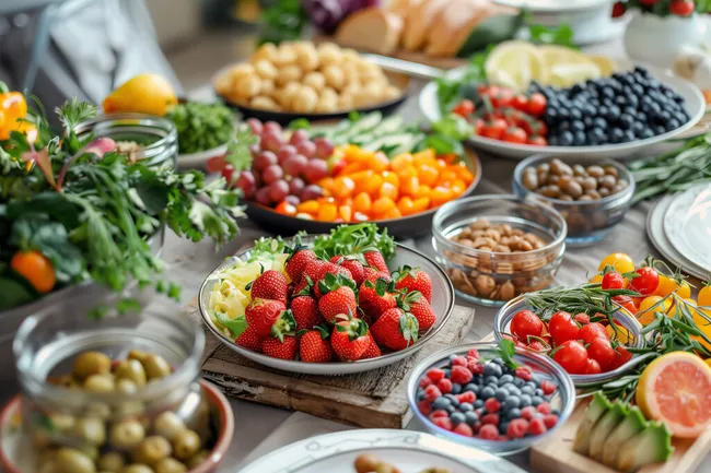 Vielfalt gesunder Lebensmittel auf dem Tisch