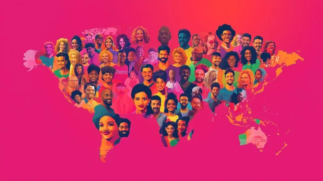 Vielfalt und Gemeinschaft: Bunte Porträtcollage der Welt