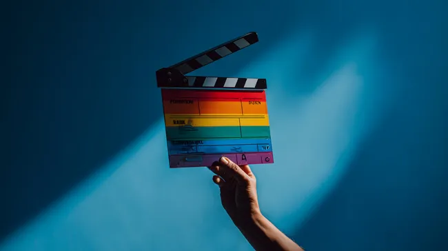 Vielfalt und Kreativität - Regenbogen-Filmklappe im Scheinwerferlicht