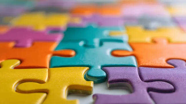 Vielfarbiges Puzzle mit fehlenden Teilen