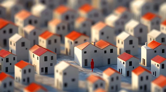 Vielgestaltige Vorstadt mit roten Dächern