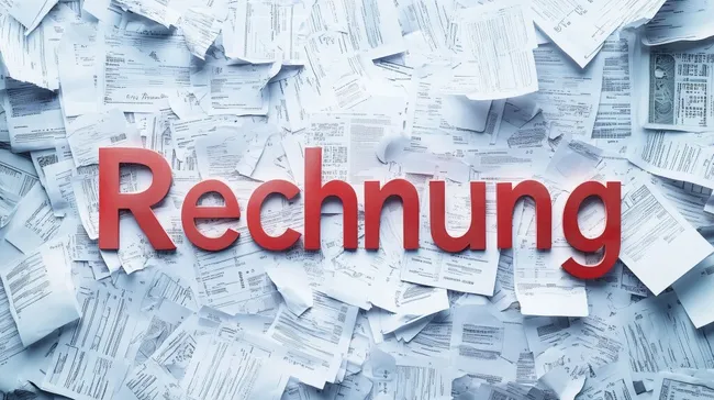 Vielzahl zerrissener Rechnungen mit 'Rechnung'-Schriftzug