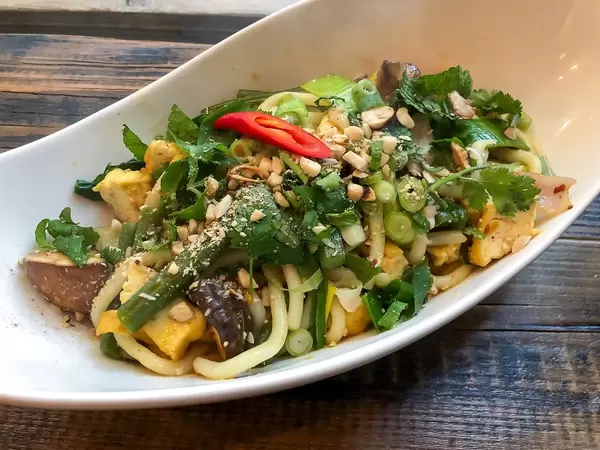 Vietnamese specialty with veggies and noodles at Chum Chay in Cologne