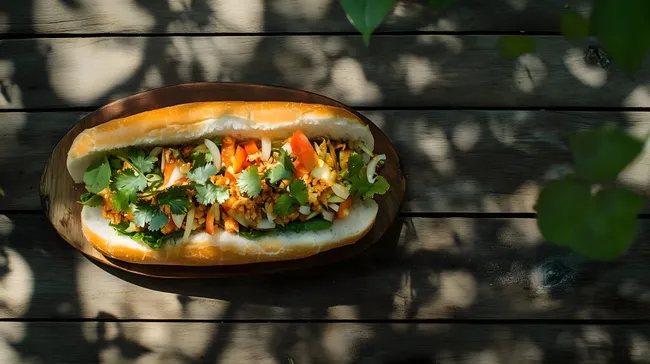 Vietnamesisches Banh-Mi-Sandwich mit Gemüsefüllung