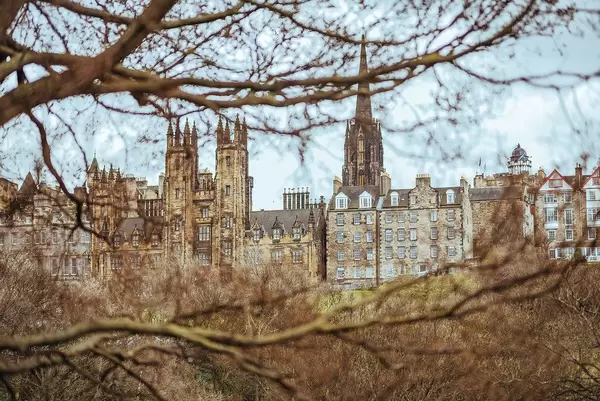 View of Edinburgh, Scotland in moody weather.