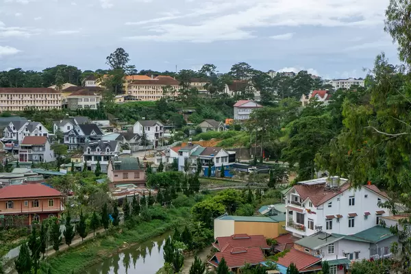 View of Residential Area and River in Dalat, Vietnam