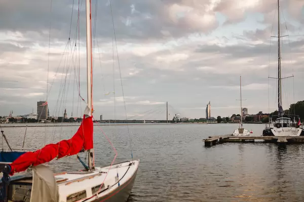 View Of Riga,River And Boats
