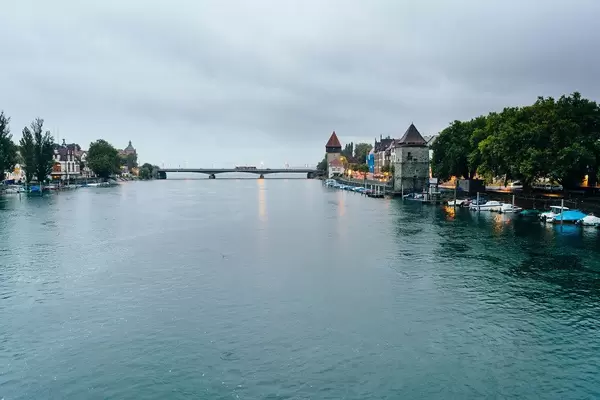 View of the Old Rhine Bridge over the Konstance lake