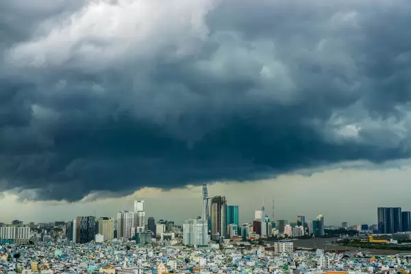 View of Thunderstorm over Saigon's District 1