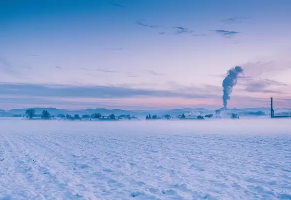 View on factory in Leibnitz in the winter