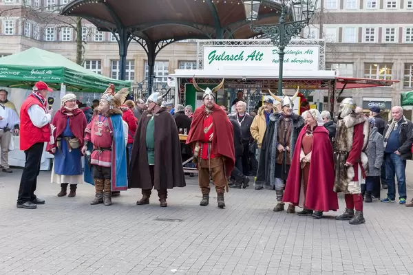 Vikings in front of Brauhaus Alter Bahnhof in Dusseldorf