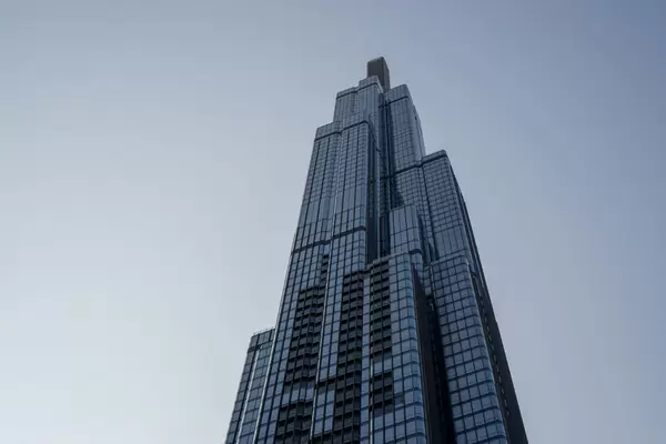 Vincom Landmark 81 Skyscraper from Below with Clear Blue Sky at Daytime in Ho Chi Minh City, Vietnam