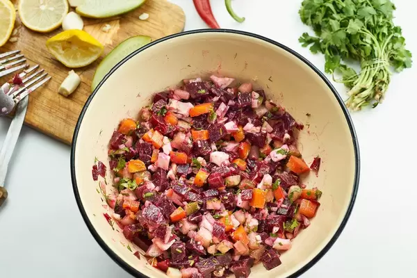 Vinegret or Russian vinaigrette - salad in Russian cuisine