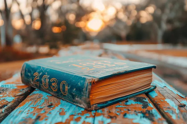 Vintage-Buch mit Lichtreflexionen