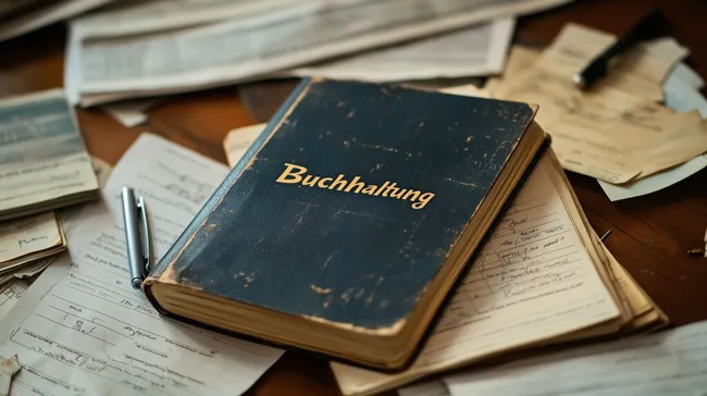 Vintage-Buchhaltungsbuch mit handschriftlichen Notizen
