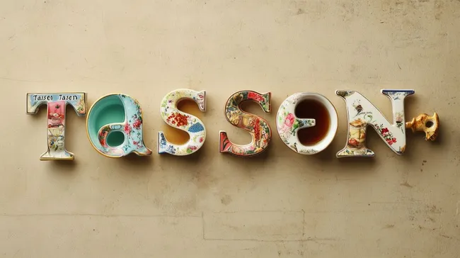 Vintage-Buchstaben aus Tassen für Teeaufnahmen