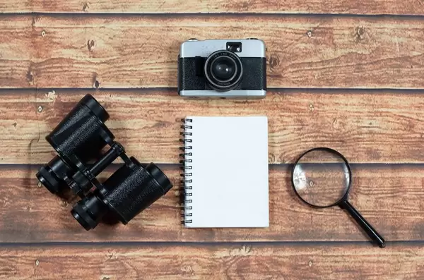Vintage camera and binoculars