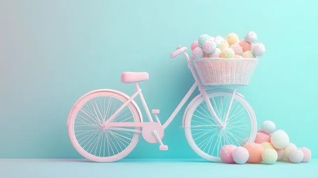 Vintage-Fahrrad mit bunten Süßigkeiten im Korb