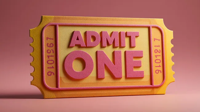 Vintage Kinoticket-Illustration in kräftigen Farben