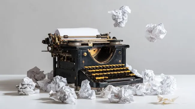 Vintage Schreibmaschine mit zerknülltem Papier