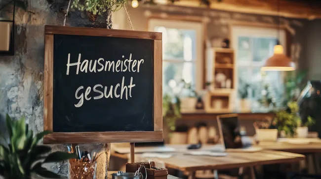 Vintage Tafel mit Stellenausschreibung in rustikaler Kulisse