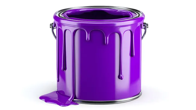 Violette Farbdose mit tropfender Farbe