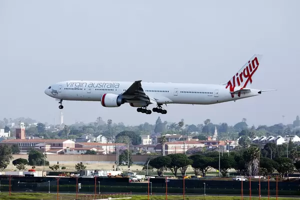 Virgin Australia Boeing B777 approaching Los Angeles Airport LAX