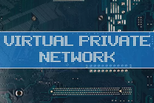 Virtual private newtwork text over electronic circuit board background
