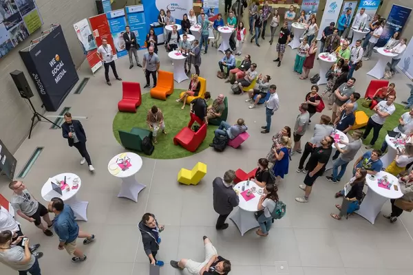 Visitors listening to a talk at Barcamp 2018 Koblenz