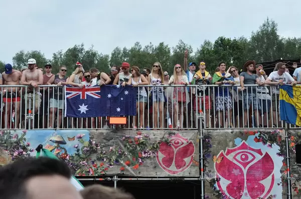 Visitors watching the show - Tomorrowland music festival 2014