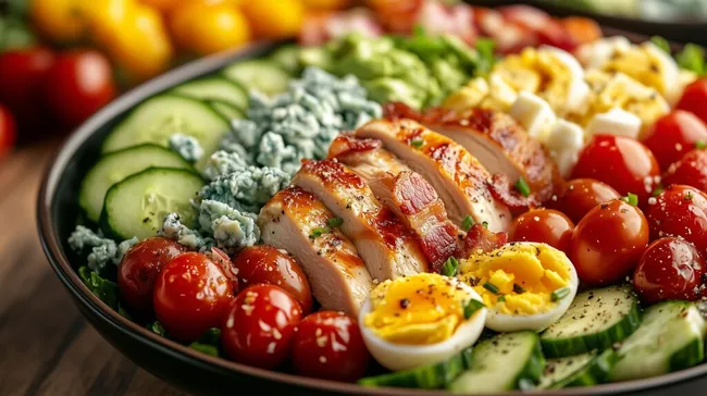 Vitaminreicher Cobb-Salat mit gegrillter Hähnchenbrust
