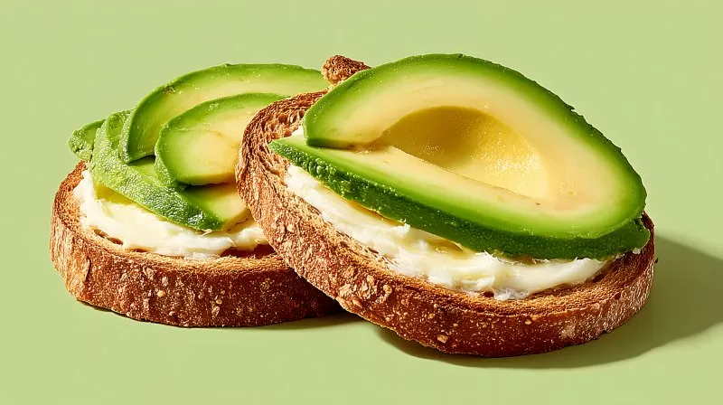 Vollkornbrot mit Butter und Avocado
