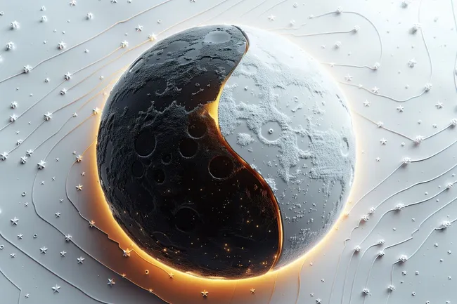 Vollmond mit yin-yang-Symbolik am Nachthimmel