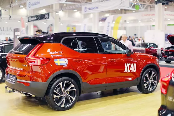 Volvo XC40 ith Sweden flag sticker at Bucharest Auto Show 2019