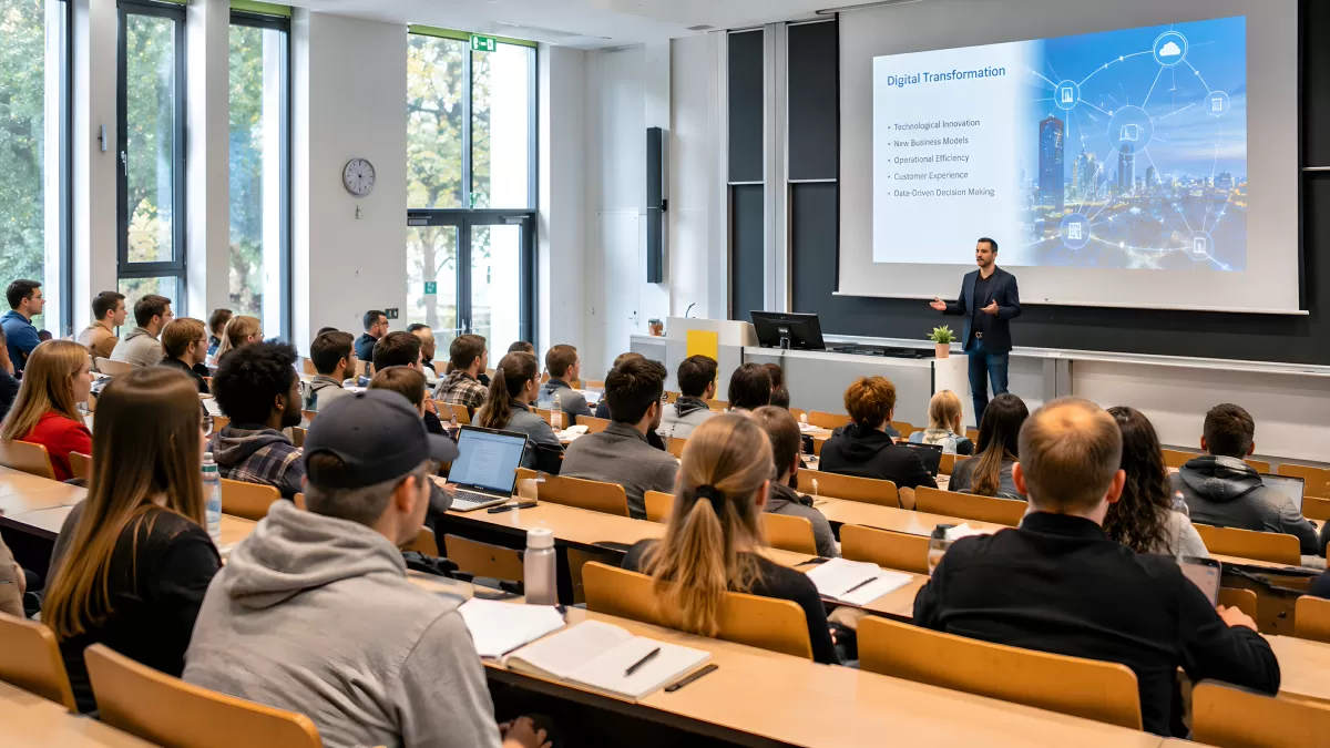 Vorlesung über digitale Transformation im Hörsaal