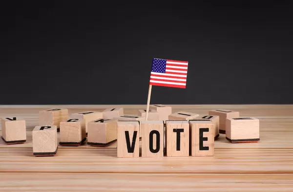 Vote word written on wooden blocks