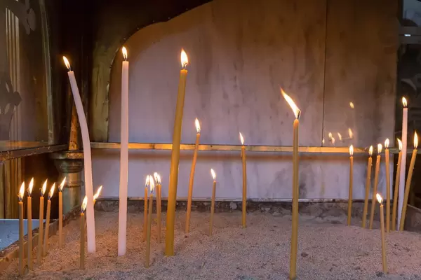 Votive candles at Church of St. Demetrios