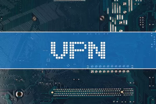 VPN text over electronic circuit board background