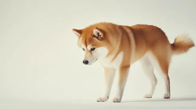 Wachsamer Shiba Inu Hund auf hellem Hintergrund