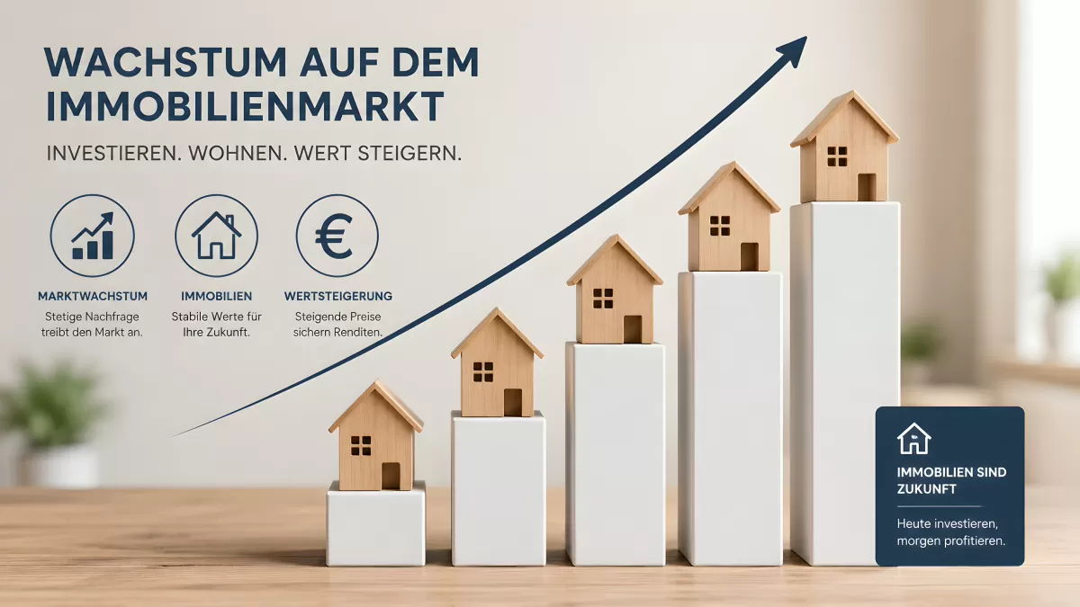 Wachstum auf dem Immobilienmarkt – Infografik mit Häusern