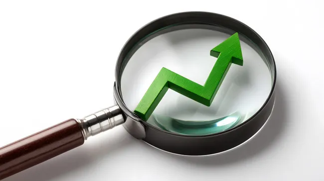 Wachstum und Erfolg mit Vergrößerungsglas