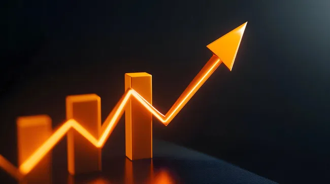 Wachstumssymbol mit Pfeildiagramm in Orange