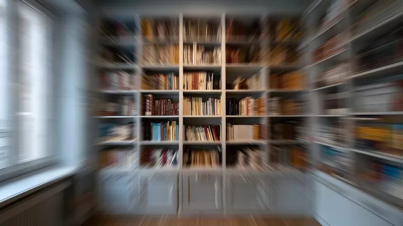 Wackelndes Bücherregal bei Erschütterung im Innenraum