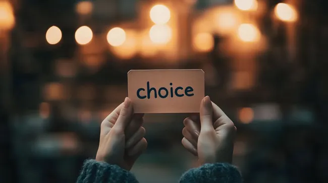 Wähle deine Option - Schild mit Aufschrift 'Wahl'