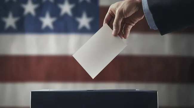 Wählen per Briefwahl: Stimmzettel in Wahlurne einwerfen