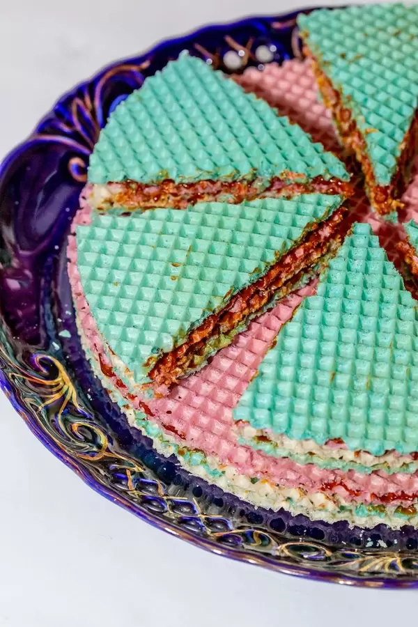 Waffle cake with condensed milk