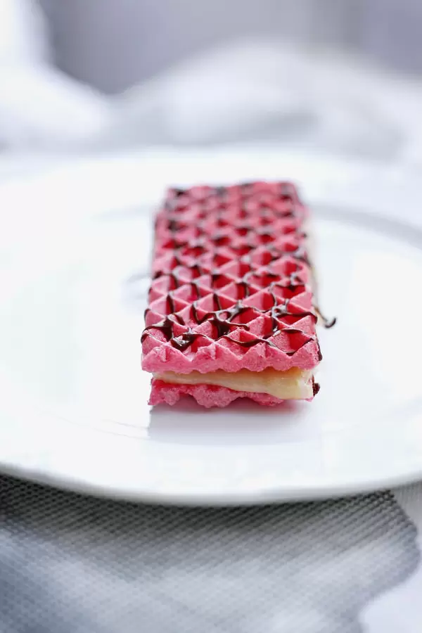 Waffle with chocolate topping